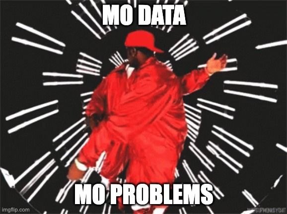 A meme that says "Mo data, mo problems"