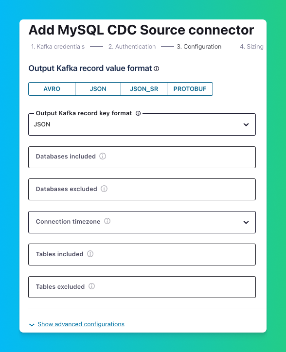 Configure MySQL CDC Connector output