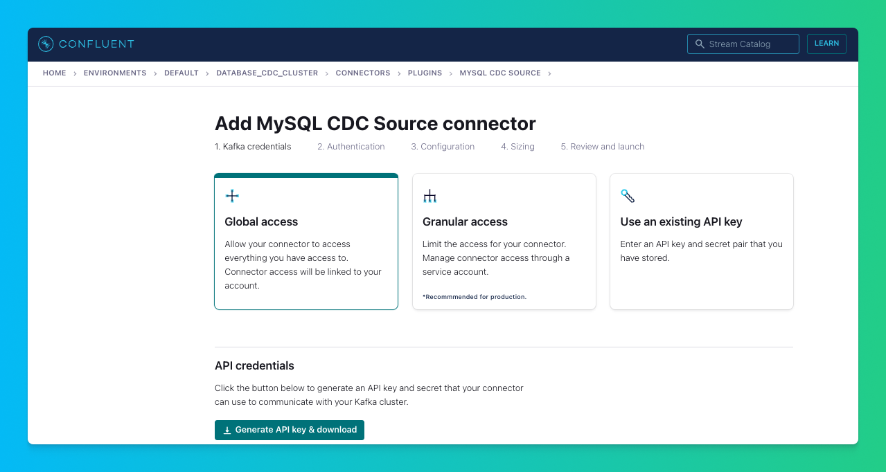 Configure access for the MySQL CDC Source