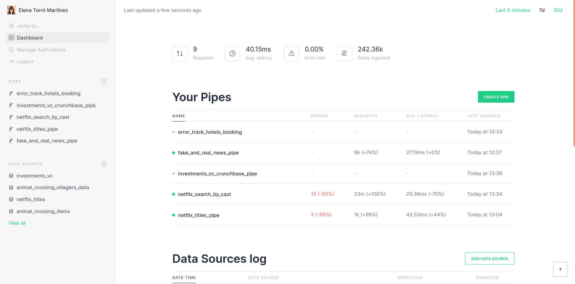 A new dashboard for Tinybird Analytics