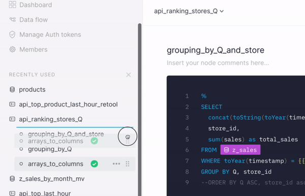 Tiny Updates: Drag and Drop to Rearrange Nodes in a Pipe