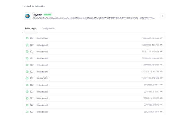 Logging 150M+ link clicks: How Dub built its webhook Event Logs